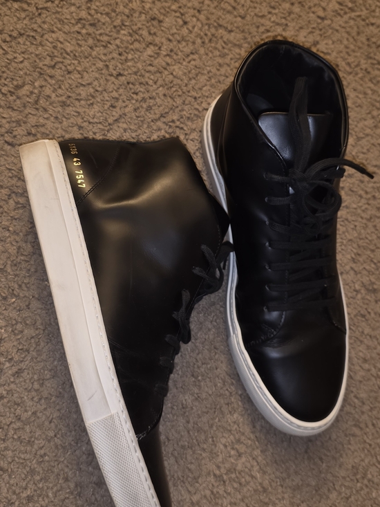 Common Projects Black Leather High-Top Sneakers with White Sole - Picture 2 of 5